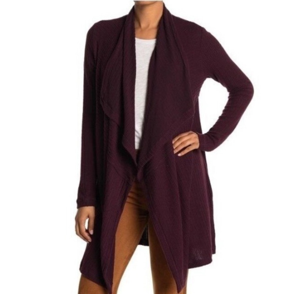 H by Bordeaux Waterfall Cardigan